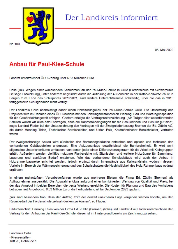 Presse-Newsletter Nr. 100 Landkreis CE